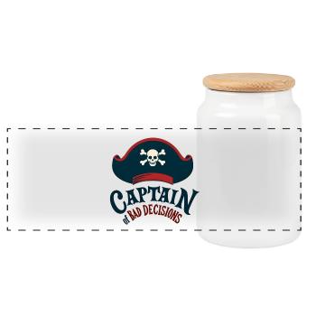 Capitaine des mauvaises décisions - Boîte à biscuits avec couvercle en bois - blanc - Devant