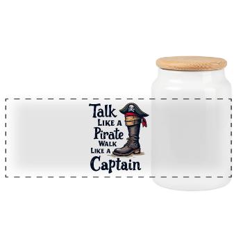 Parler comme un pirate, marcher comme un capitaine - Boîte à biscuits avec couvercle en bois - blanc - Devant