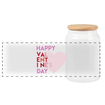 Happy Valentines Day - Panorama Keksdose mit Holzdeckel - Weiß - Vorne