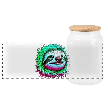 Paresse - Boîte à biscuits avec couvercle en bois - blanc - Devant