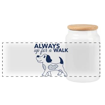 Toujours prêt à se promener – Chemise pour amoureux des chiens - Boîte à biscuits avec couvercle en bois - blanc - Devant