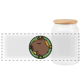 Capybara détendu – Chilled Vibes - Boîte à biscuits avec couvercle en bois - blanc - Devant
