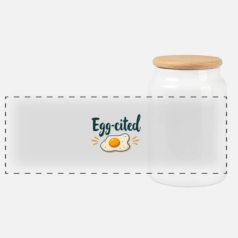 Egg-cited - Panorama Keksdose mit Holzdeckel - Weiß