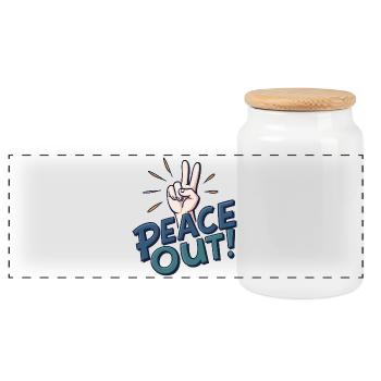 La paix à portée de main - Boîte à biscuits avec couvercle en bois - blanc - Devant