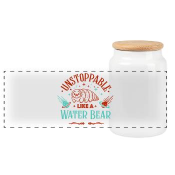 Unstoppable as a tardigrade - Panoramic Cookie Jar with Wooden Lid - white - Front