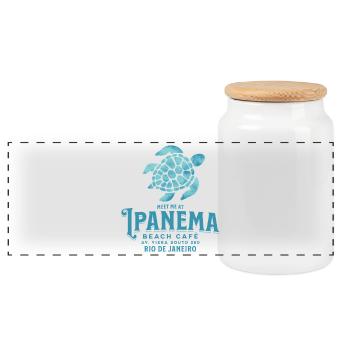 Treffen Sie mich im Ipanema Beach Café - Panorama Keksdose mit Holzdeckel - Weiß - Vorne