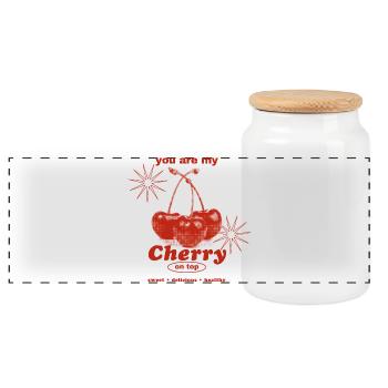 Cerise sur le gâteau – Perfection sucrée - Boîte à biscuits avec couvercle en bois - blanc - Devant