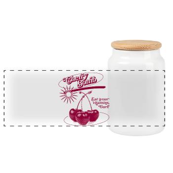 Cherry Bomb Explosion - Panoramic Cookie Jar with Wooden Lid - white - Front