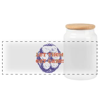 Let Them Eat Cake Statement - Panoramic Cookie Jar with Wooden Lid - white - Front