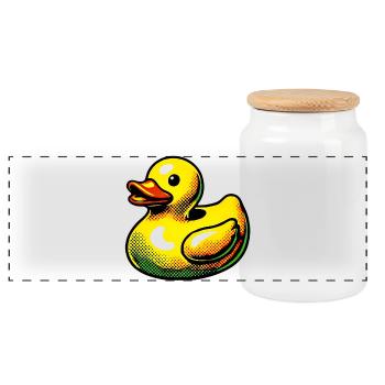 Caneton Canard Canard Canard - Boîte à biscuits avec couvercle en bois - blanc - Devant