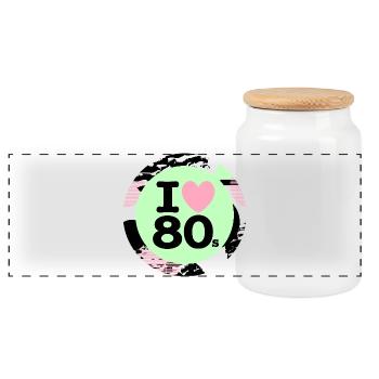 I ♥ 80s – Neon Retro Vibes - Panoramic Cookie Jar with Wooden Lid - white - Front
