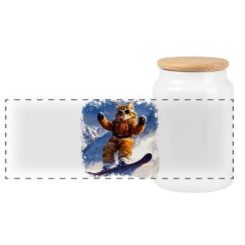 Planche à neige pour chat - Boîte à biscuits avec couvercle en bois - blanc - Devant