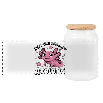 Just a Girl Who Loves Axolotls - Panoramic Cookie Jar with Wooden Lid - white - Front