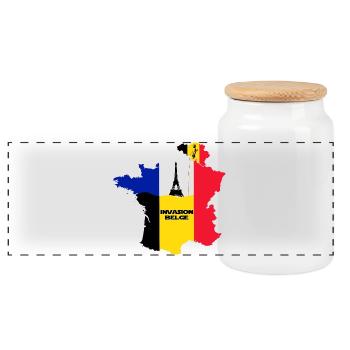 Belgian invasion - Panoramic Cookie Jar with Wooden Lid - white - Front