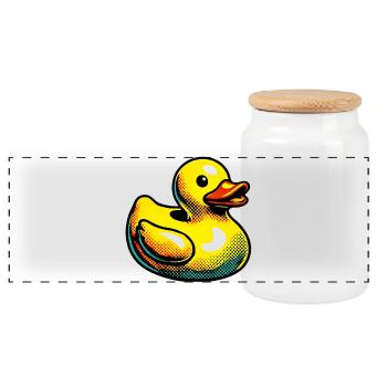 Caneton Canard Canard Canard - Boîte à biscuits avec couvercle en bois - blanc - Devant