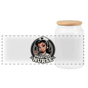 Klugscheißer Krankenschwester witzig Geschenk - Panorama Keksdose mit Holzdeckel - Weiß - Vorne