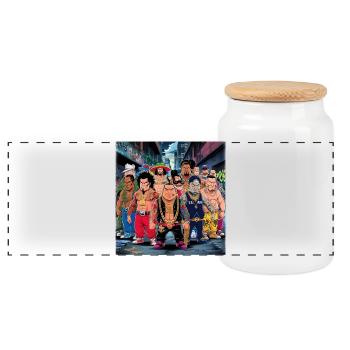 Street Gang - Manga Style 2 - Panoramic Cookie Jar with Wooden Lid - white - Front