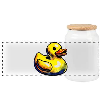 Caneton Canard Canard Canard - Boîte à biscuits avec couvercle en bois - blanc - Devant