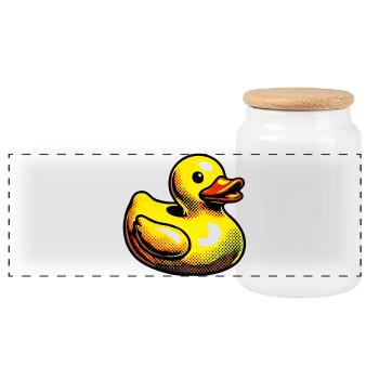 Caneton Canard Canard Canard - Boîte à biscuits avec couvercle en bois - blanc - Devant