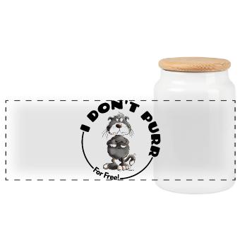 , je ne ronronne pas, chat disant chats - Boîte à biscuits avec couvercle en bois - blanc - Devant