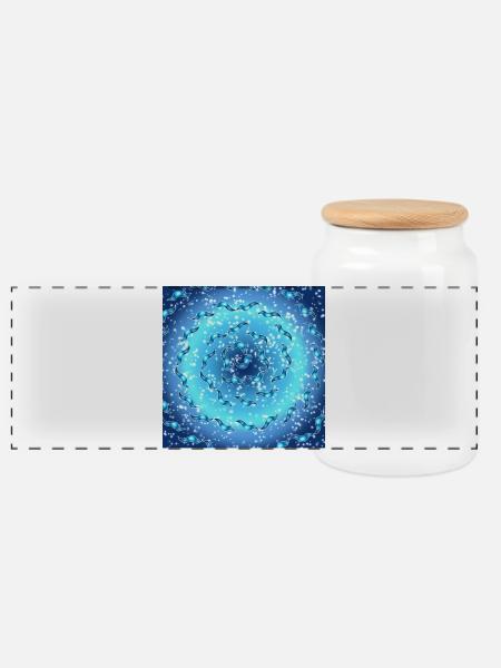 Meeres-Galaxie - Panorama Keksdose mit Holzdeckel - Weiß