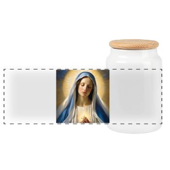 Maria, Katholisch, Heilige Maria, Christin - Panorama Keksdose mit Holzdeckel - Weiß - Vorne