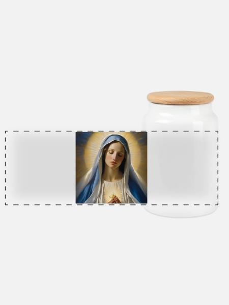 Maria, Katholisch, Heilige Maria, Christin - Panorama Keksdose mit Holzdeckel - Weiß