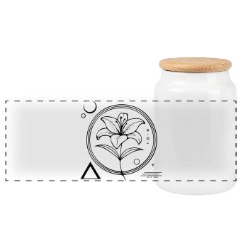 Florale Geometrie – Die Lilie als Symbol - Panorama Keksdose mit Holzdeckel - Weiß - Vorne