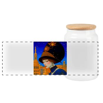 Personne fantastique en masque au carnaval vénitien - Boîte à biscuits avec couvercle en bois - blanc - Devant