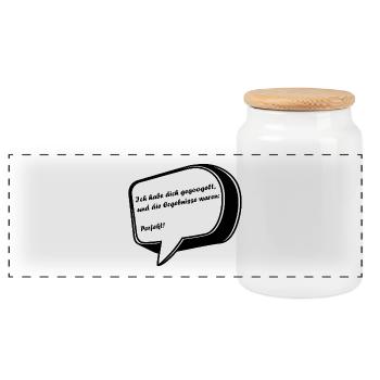 Dicton de la Saint-Valentin dans une bulle de dialogue - Boîte à biscuits avec couvercle en bois - blanc - Devant