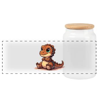 T-Rex Mignon Bébé Dino Bébé Dinobaby Cadeau - Boîte à biscuits avec couvercle en bois - blanc - Devant