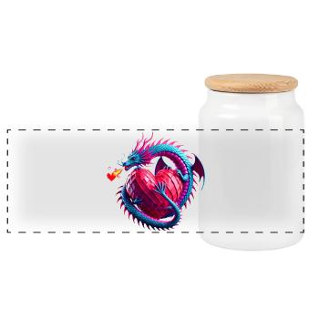 Cœur de dragon (01) - Boîte à biscuits avec couvercle en bois - blanc - Devant