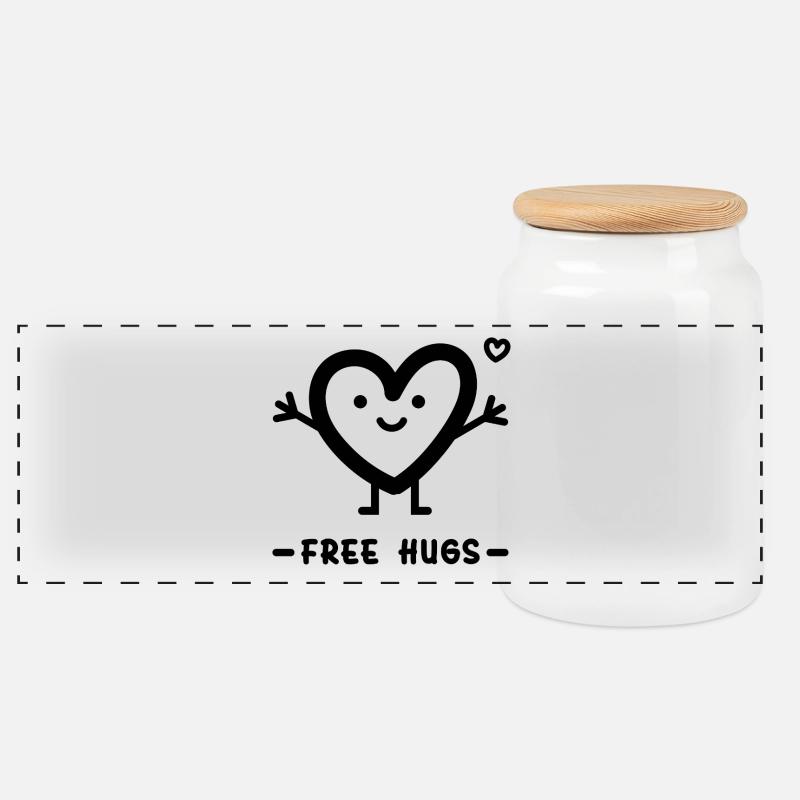 free hugs for valentines day - Panorama Keksdose mit Holzdeckel - Weiß