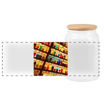 Bouteilles aux couleurs vives - Boîte à biscuits avec couvercle en bois - blanc - Devant