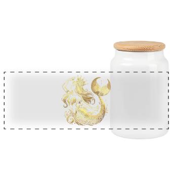 Mermaid Mermaid Princess Gold Golden Gift - Panoramic Cookie Jar with Wooden Lid - white - Front