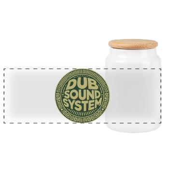 dub sound system - Panoramic Cookie Jar with Wooden Lid - white - Front