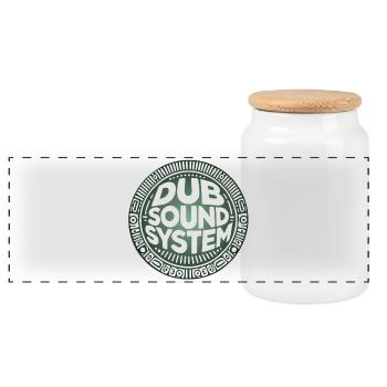 Dub sound system logo, for music lovers - Panoramic Cookie Jar with Wooden Lid - white - Front