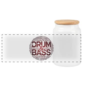 drum and bass - Panoramic Cookie Jar with Wooden Lid - white - Front