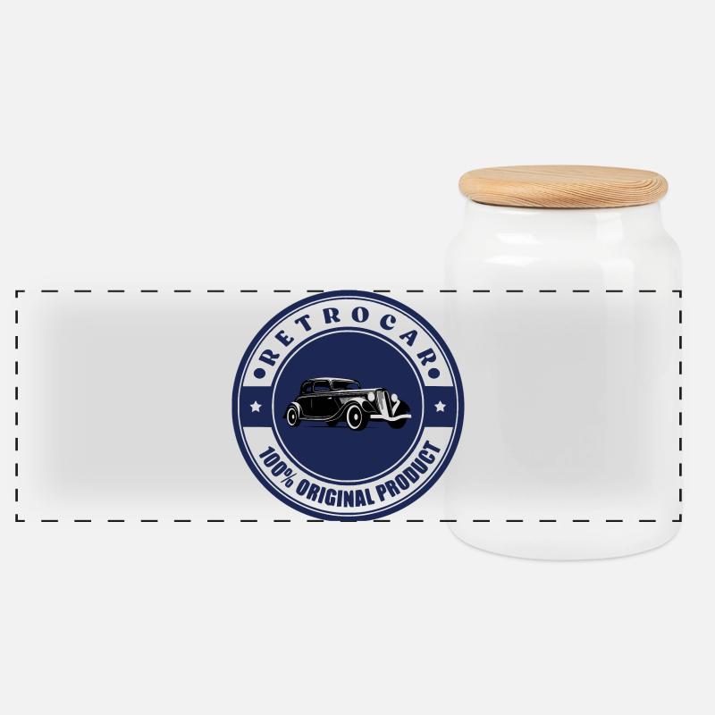 Retro-Auto - Panorama Keksdose mit Holzdeckel - Weiß