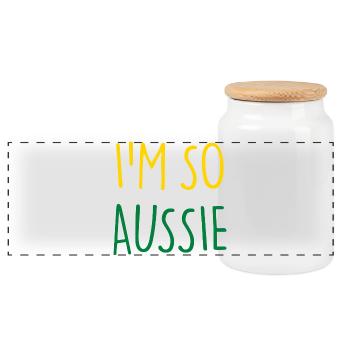 I'M SO AUSSIE Australisch Australien - Panorama Keksdose mit Holzdeckel - Weiß - Vorne