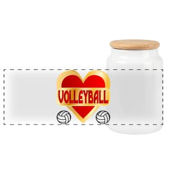 HERZ HOBBY VOLLEYBALL - Panorama Keksdose mit Holzdeckel - Weiß - Vorne