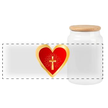 KIRCHENKREUZ LIEBE HERZ - Panorama Keksdose mit Holzdeckel - Weiß - Vorne