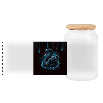 L’élégance en mouvement, le cygne noir - Boîte à biscuits avec couvercle en bois - blanc - Devant