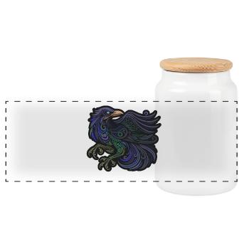 corbeau tribal art - Boîte à biscuits avec couvercle en bois - blanc - Devant
