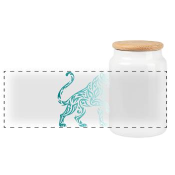 Tribal Panther Gradient Blue White - Panoramic Cookie Jar with Wooden Lid - white - Front
