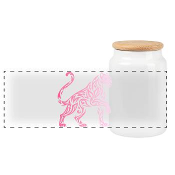 Gradient Tribal Panther - Panorama Keksdose mit Holzdeckel - Weiß - Vorne