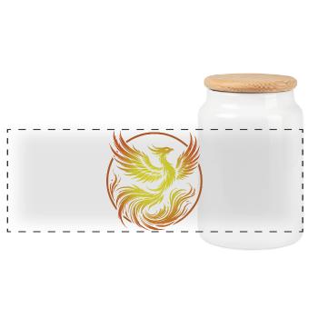 phoenix de feu cercle - Boîte à biscuits avec couvercle en bois - blanc - Devant