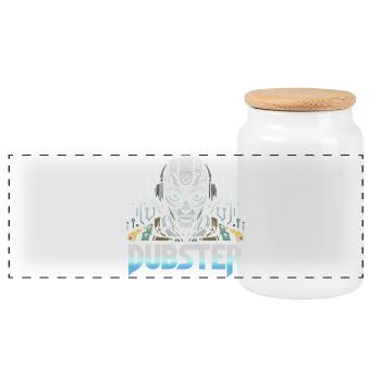 Dubstep Cyborg - Panoramic Cookie Jar with Wooden Lid - white - Front