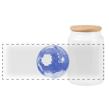 Disco Ball – Retro Party Vibes - Panoramic Cookie Jar with Wooden Lid - white - Front