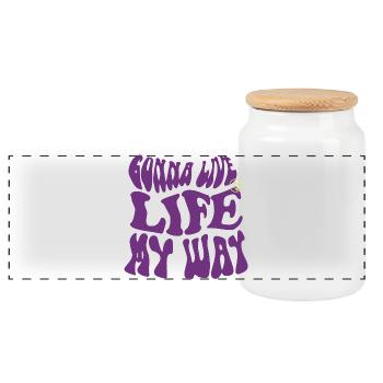Going to Live Life My Way – Psychedelic Vibes - Boîte à biscuits avec couvercle en bois - blanc - Devant